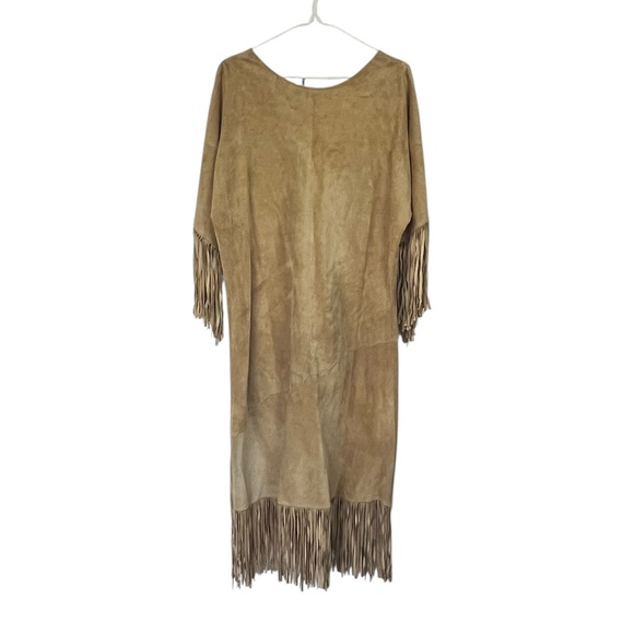Vintage Wanted by Outlaw Suede Look Fringe & Beaded Western Dress Size Medium - Picture 7 of 13